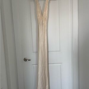 Shona Joy Cream Tan Sleeveless V-neck Wedding Gown